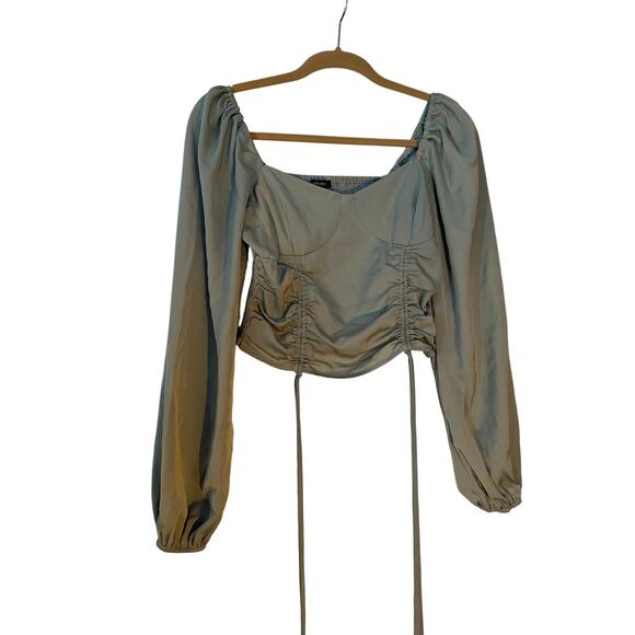 Forever 21 | Sage Green Coquette Style Peasant Style Crop | Size Medium - Picture 1 of 5